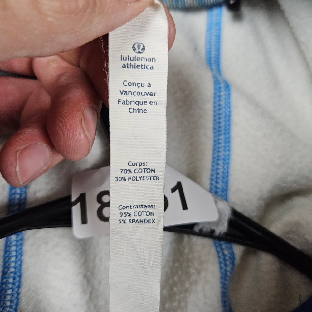 Lululemon Athletica Blue Striped Full Zip Hoodie Women Size 8 Cotton Blend‎ - Picture 5 of 7